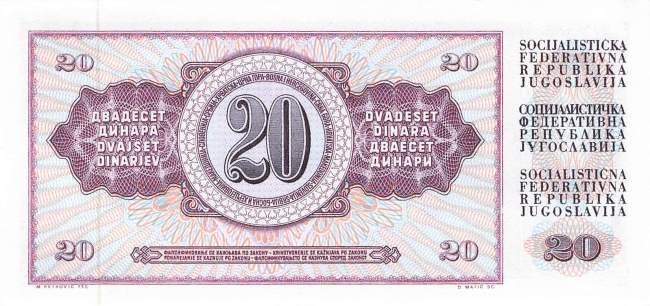 Jugoslawien p85b 20 Dinara 1974